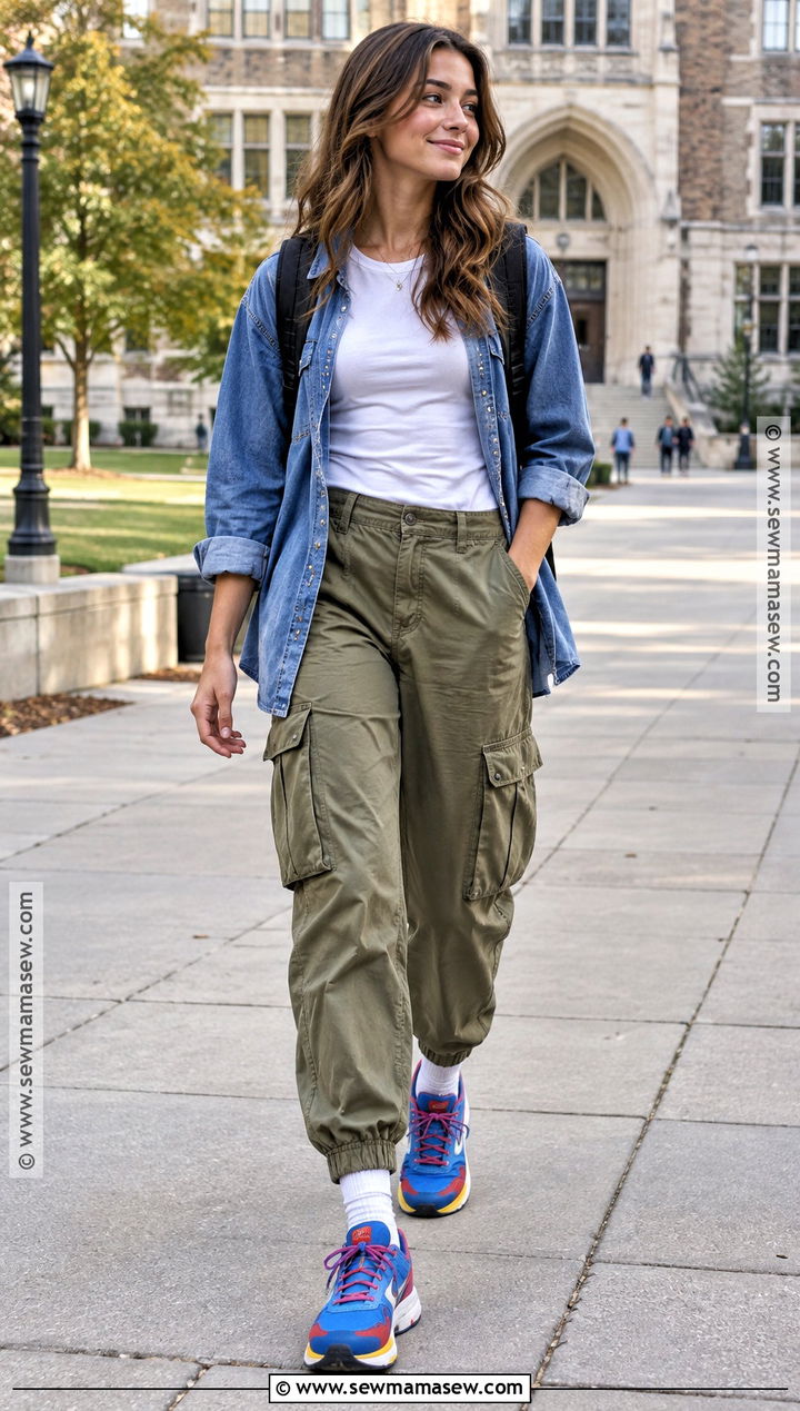 Colorful Running Shoes With Cargo Pants - 15 back to school shoe trends
