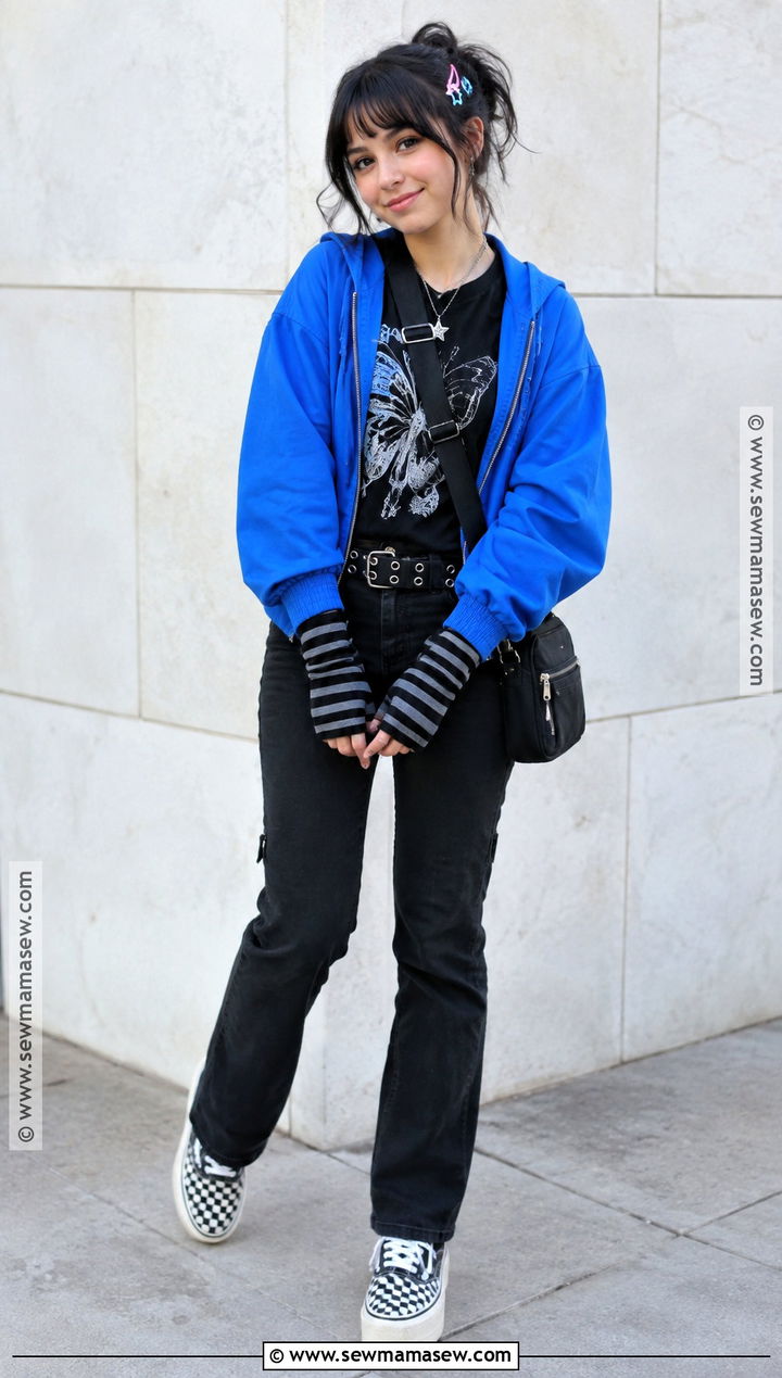 Colorful Scene Jacket And Black Jeans Outfit - 20 alt fall fashion ideas