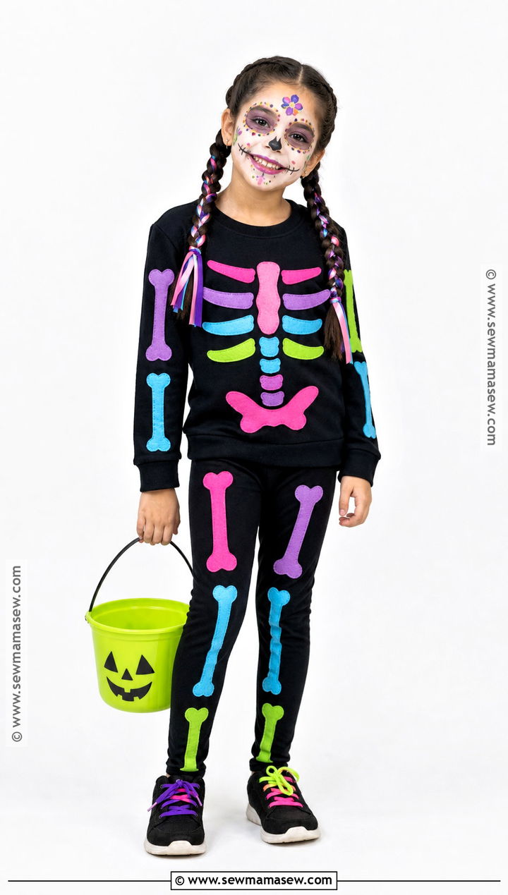 Colorful Skeleton Costume For Girls - 30 girl halloween costumes for kids