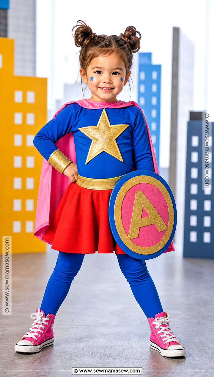 Colorful Superhero Costume With Cape - 30 toddler girl costume ideas