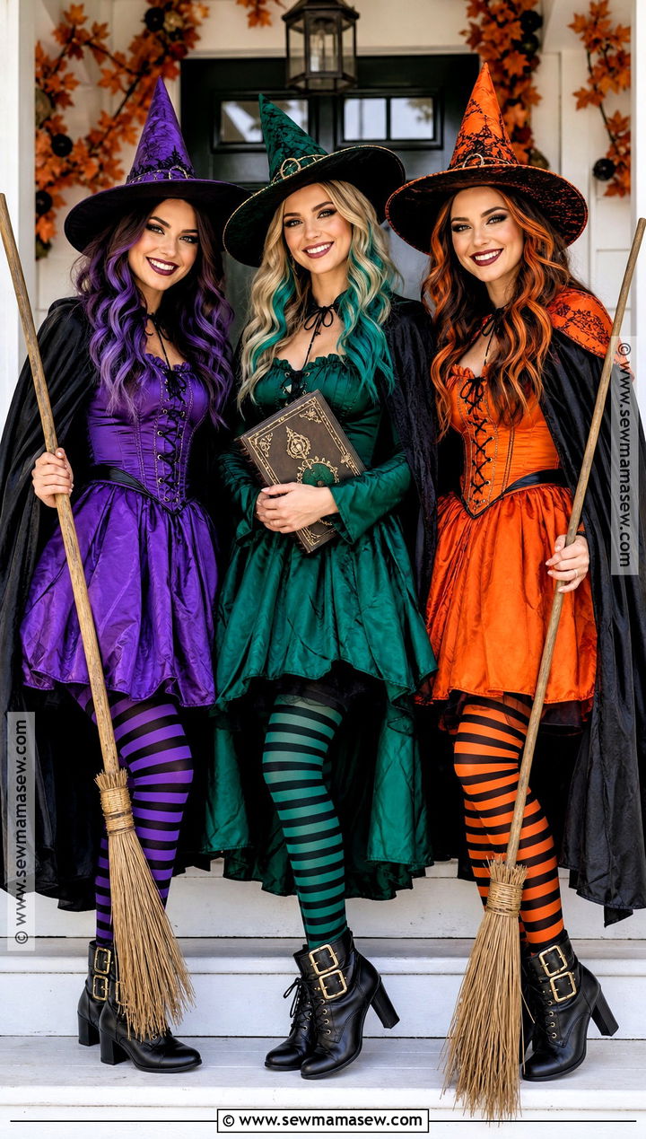Colorful Witch Triplet Costumes - 30 triplet halloween costumes