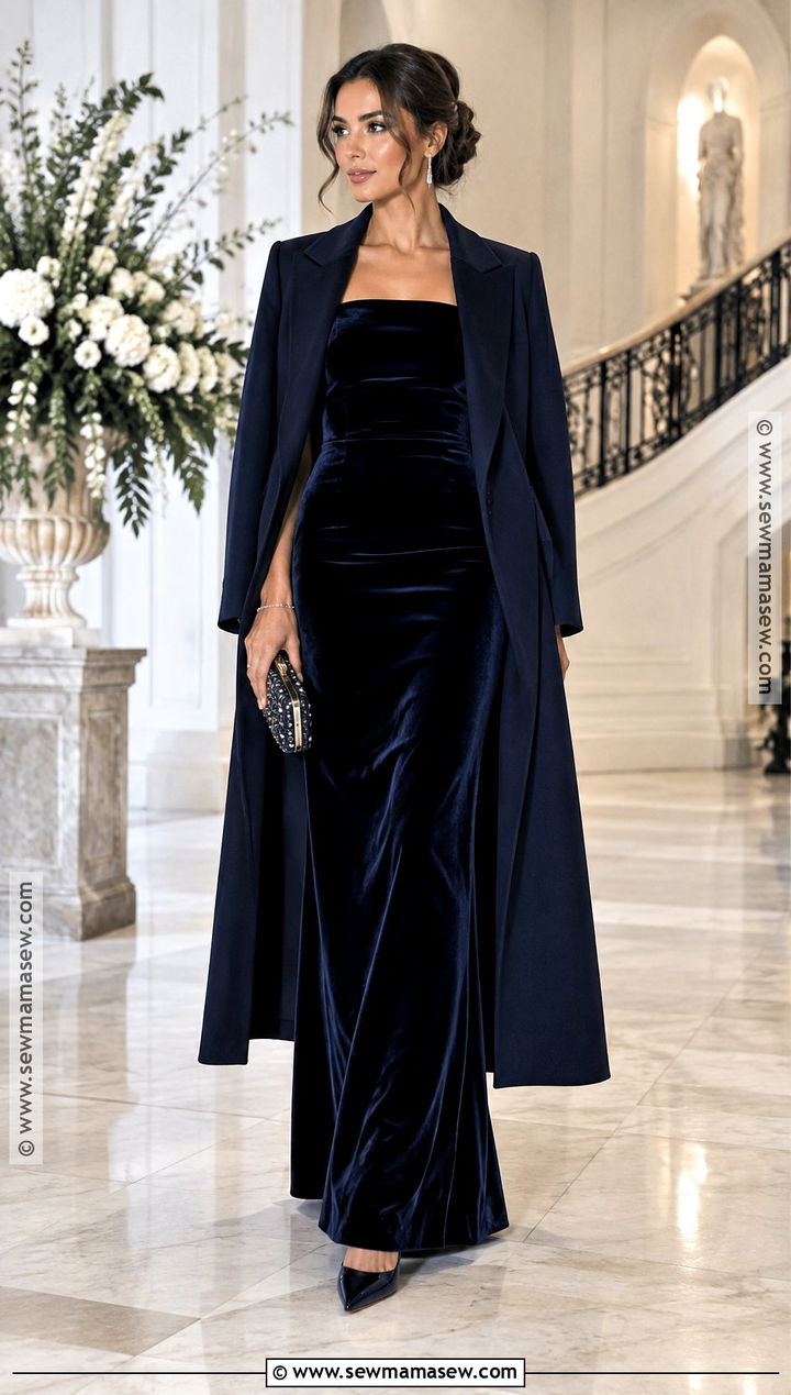 Column Maxi Dress And Tailored Coat Fall Outfit - 15 fall dressed up outfits
