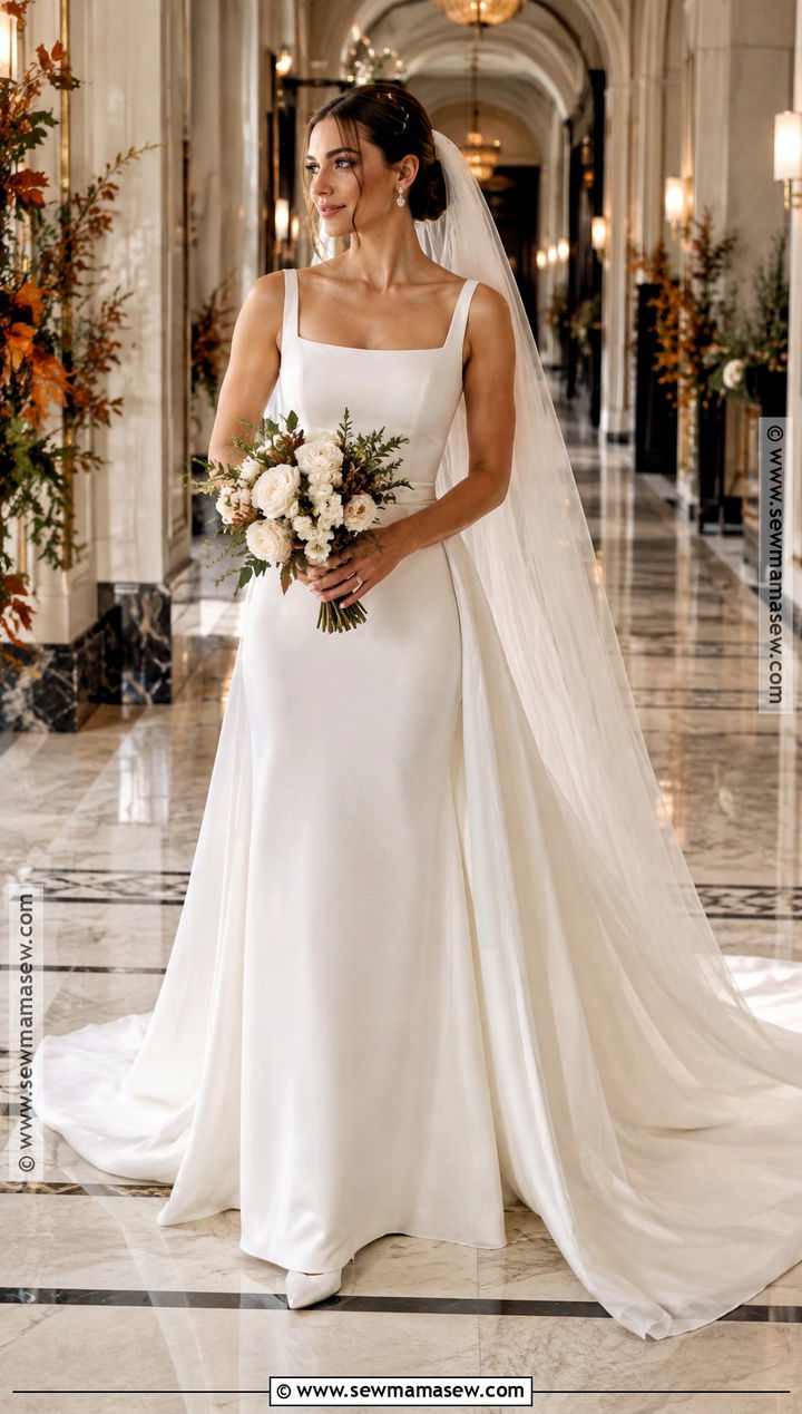 Column Wedding Dress With Overskirt - 15 Fall 2026 Wedding Dress Ideas