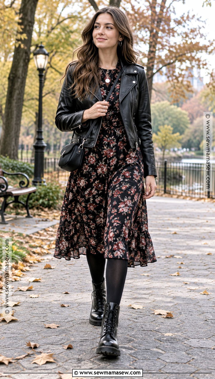 Combat Ankle Boots With Floral Midi Dress - 15 autumn ankle boots
