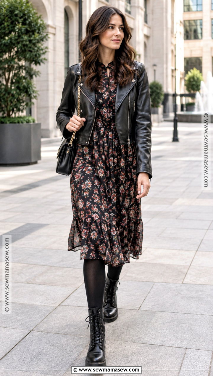 Combat Boots And Floral Dress Outfit - 25 fall 2026 fashion trends street style