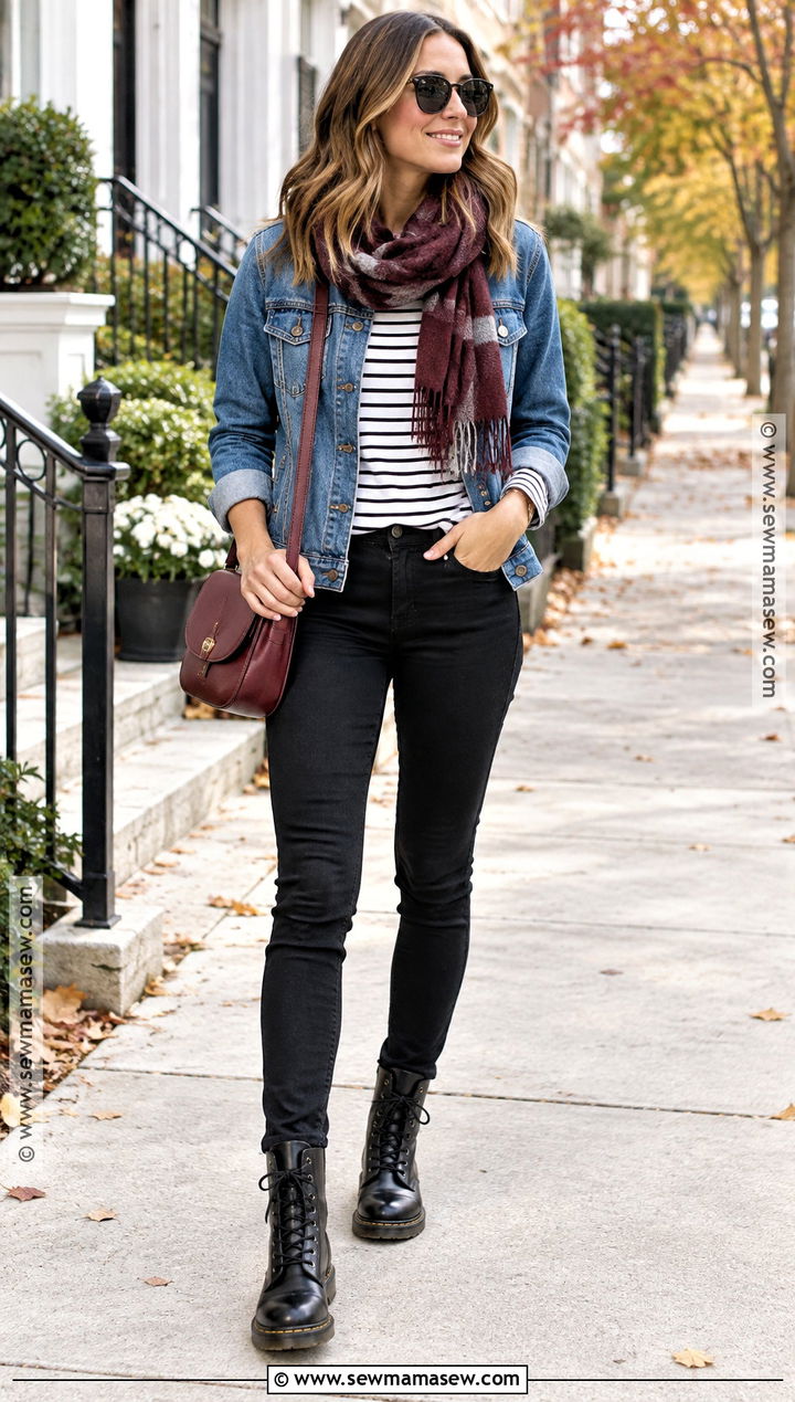 Combat Boots With Black Jeans And Denim Jacket - 20 combat boot outfits fall