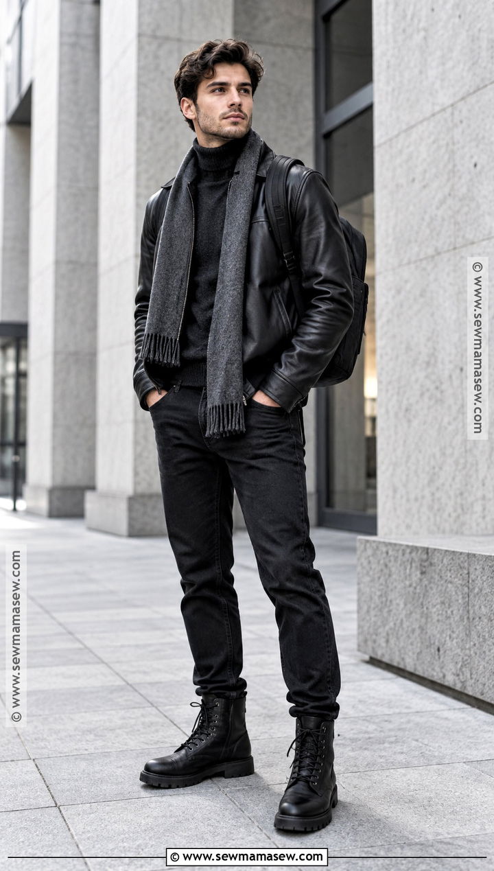 Combat Boots With Black Jeans and Leather Jacket - 15 fall shoes 2026 for men