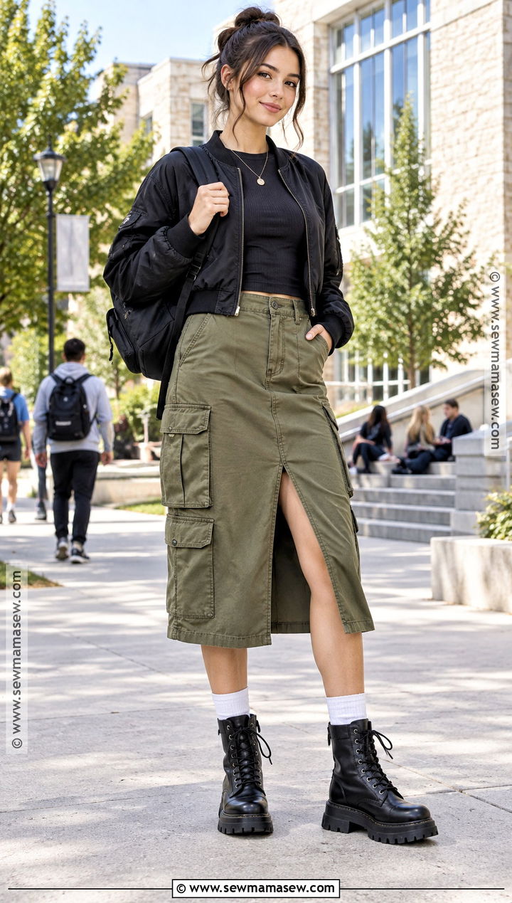 Combat Boots With Cargo Midi Skirt - 25 Shoes For Back To School