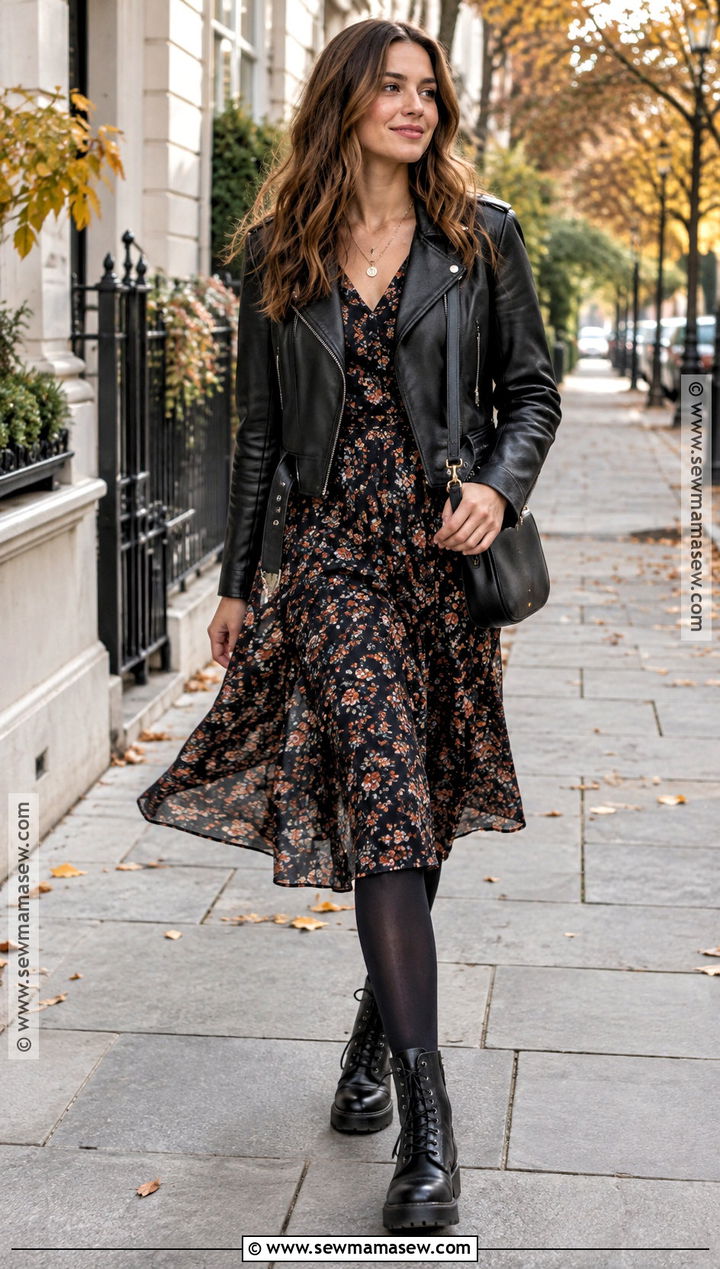 Combat Boots With a Floral Midi Dress - 15 affordable combat boots for fall and winter
