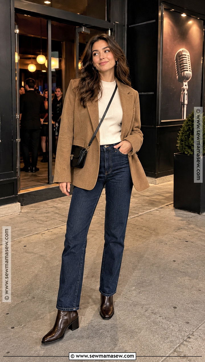 Comedy Show Outfit With Dark Jeans And Blazer - 20 Comedy Show Outfit Night Fall Ideas
