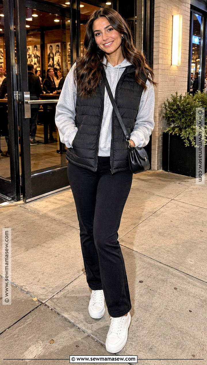 Comedy Show Outfit With Hoodie And Puffer Vest - 20 Comedy Show Outfit Night Fall Ideas