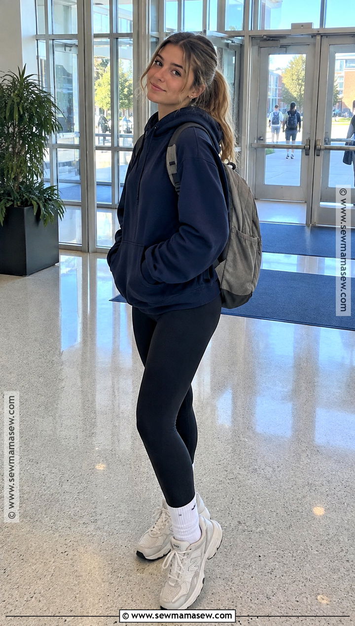 Comfortable Senior Outfit With Hoodie And Leggings - 20 senior back to school outfits