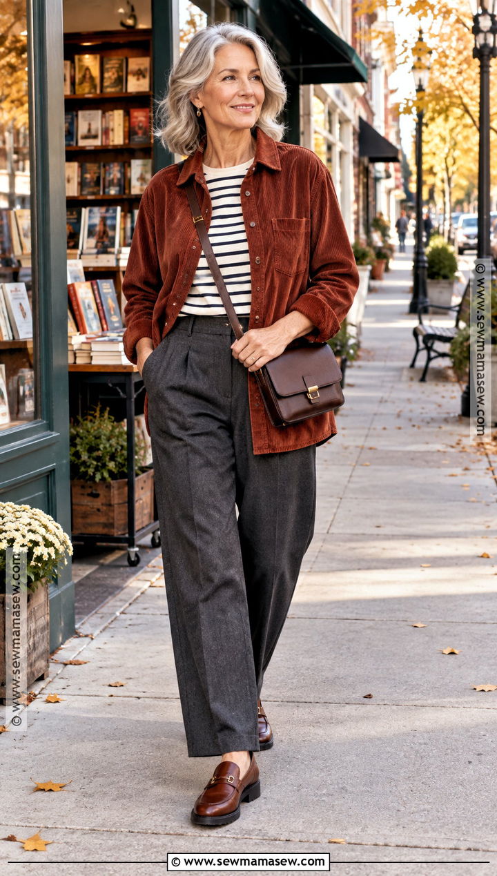 Comfy Fall Corduroy Overshirt And Trousers Outfit - 15 Comfy Fall Clothes Aesthetic