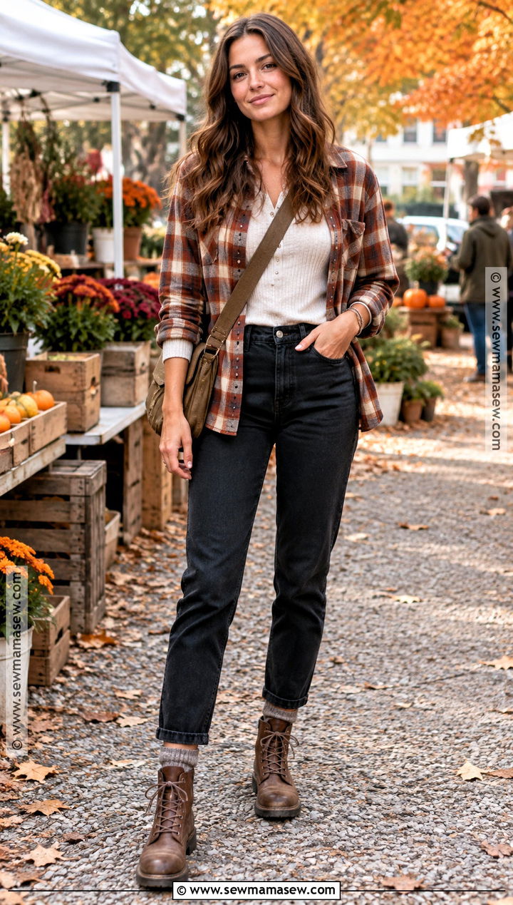 Comfy Fall Flannel Shirt And Black Jeans Outfit - 15 Comfy Fall Clothes Aesthetic