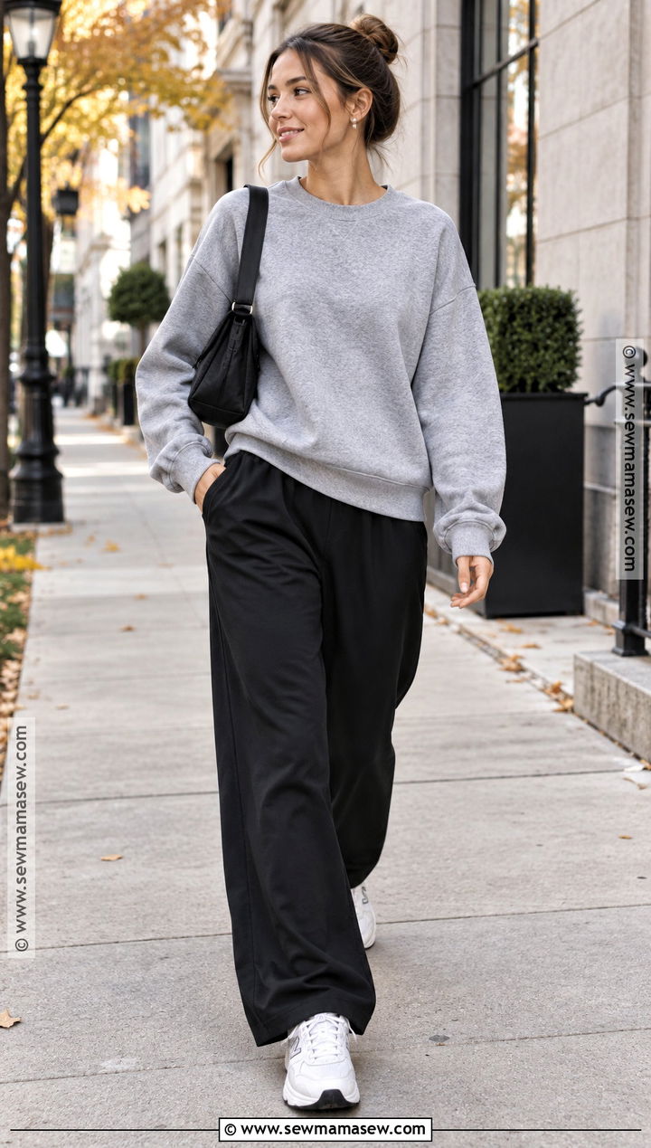 Comfy Fall Sweatshirt And Wide Leg Pants Outfit - 15 Comfy Fall Clothes Aesthetic