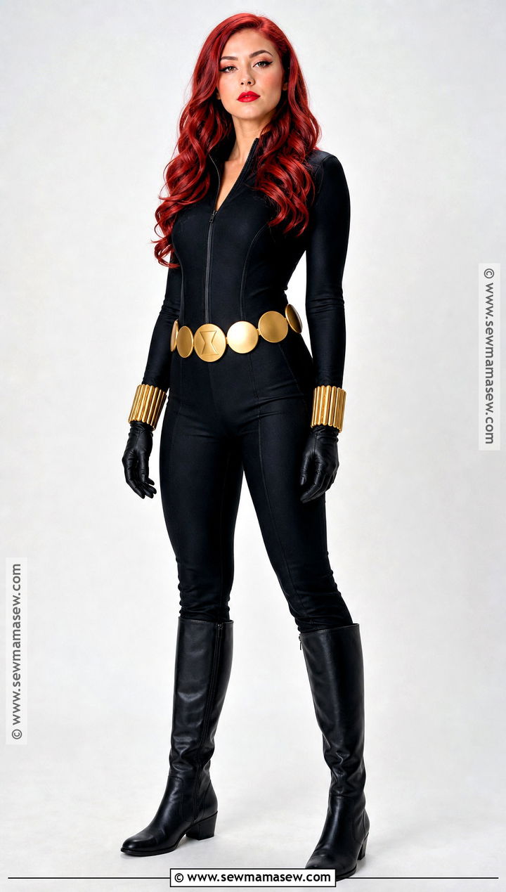 Comic Black Widow Cosplay With Gold Belt - 30 black widow cosplay ideas
