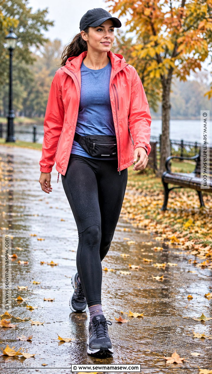 Compression Leggings and Rain Jacket Fall Workout Outfit - 25 fall workout outfits