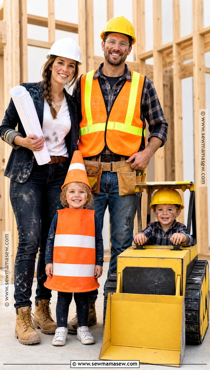 Construction Crew Family Costume - 35 family costumes for four