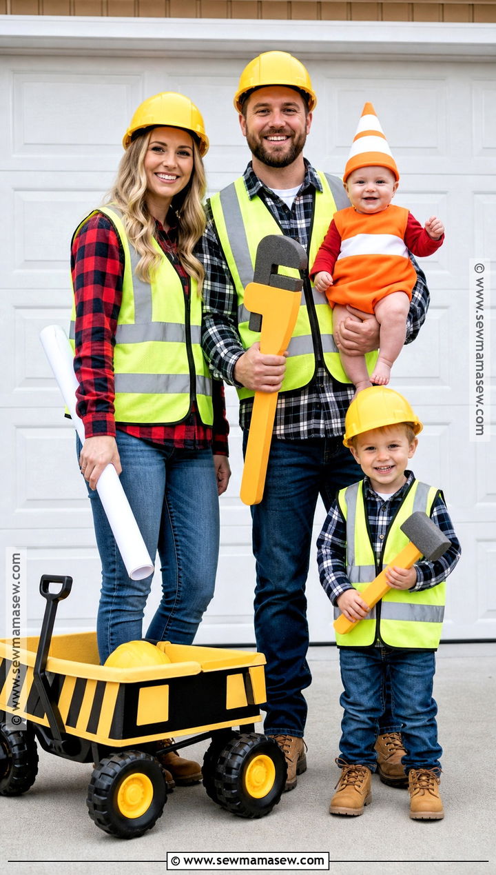 Construction Crew Family Costume - 35 family halloween costume ideas