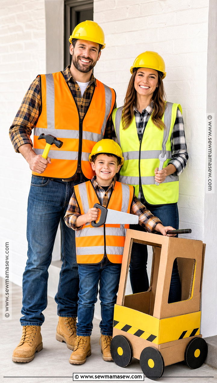 Construction Crew Family Costume - 35 halloween family costumes for 3