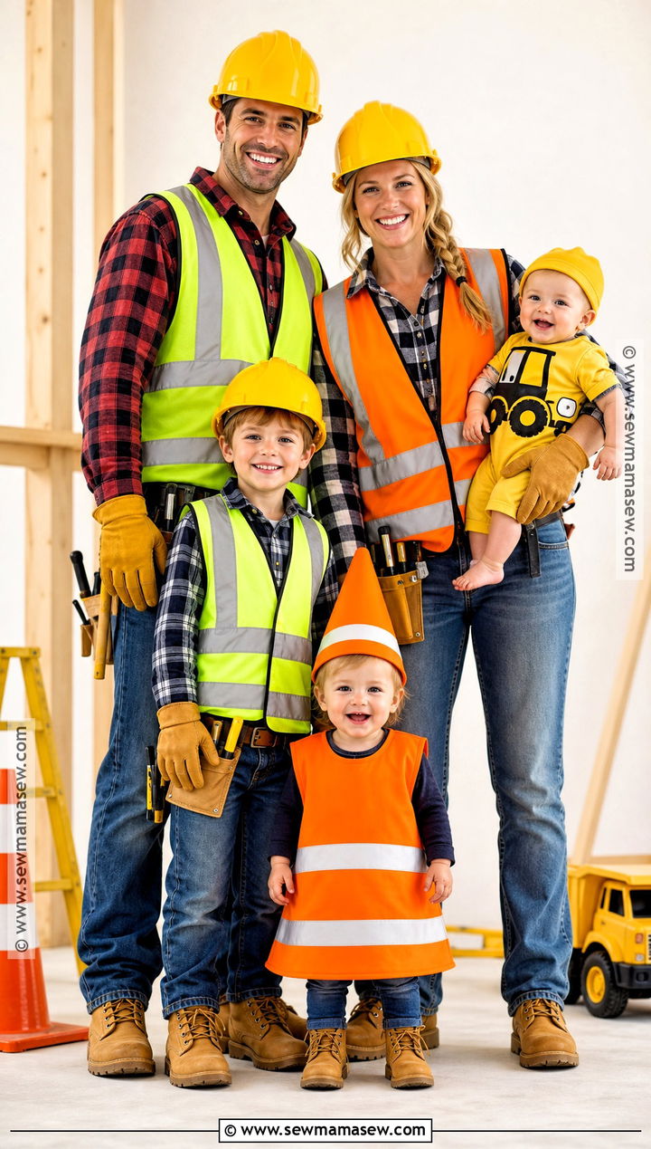 Construction Crew Family Costume - 45 family costume ideas