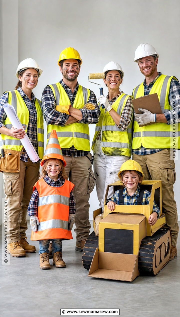 Construction Crew Family Costume - 50 family halloween costumes