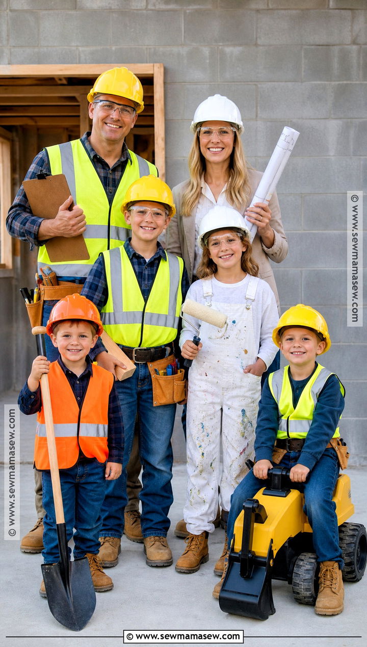 Construction Crew Family Costume For Six - 30 family of 6 halloween costumes