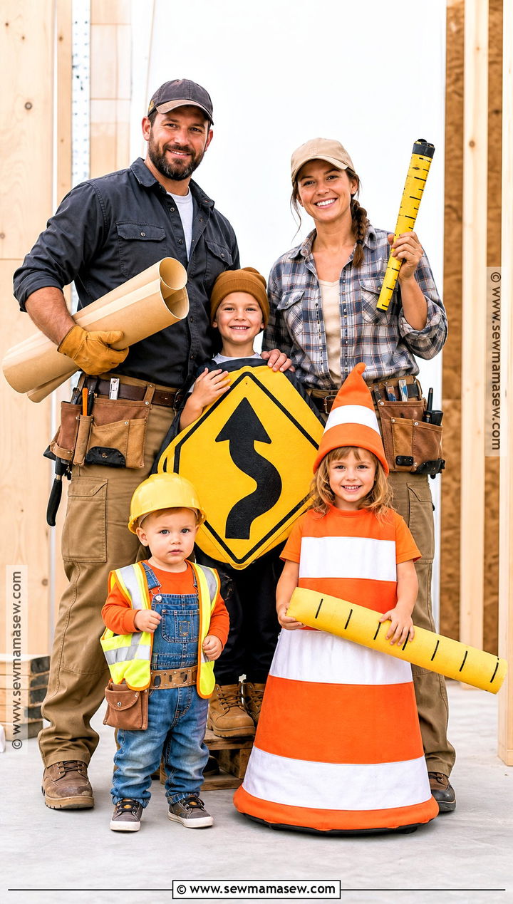 Construction Crew Family Costume With Toddler - 35 family halloween costumes with for toddlers