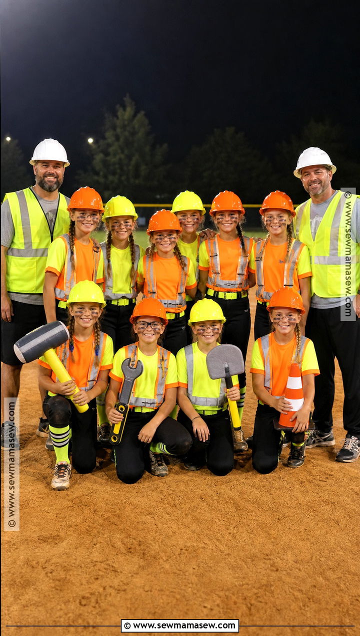 Construction Crew Softball Team Costume - 35 softball team halloween costume ideas