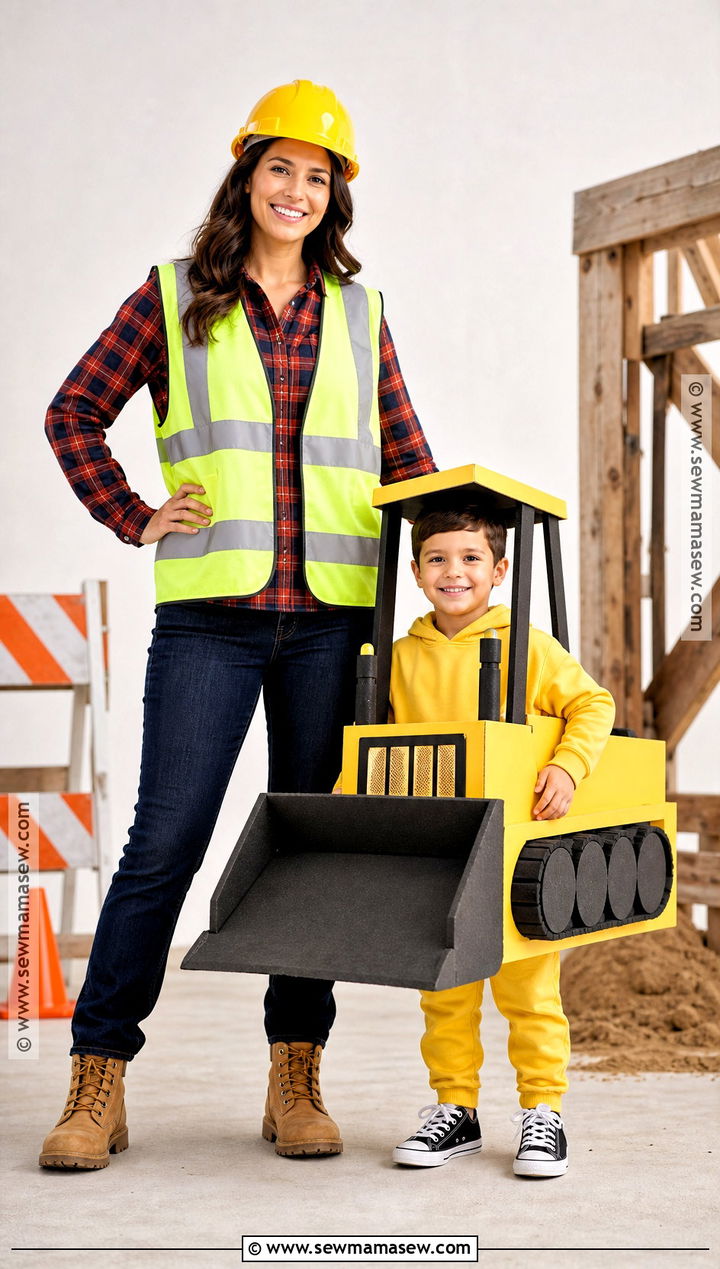Construction Worker And Bulldozer Costume - 30 mom and son costume ideas