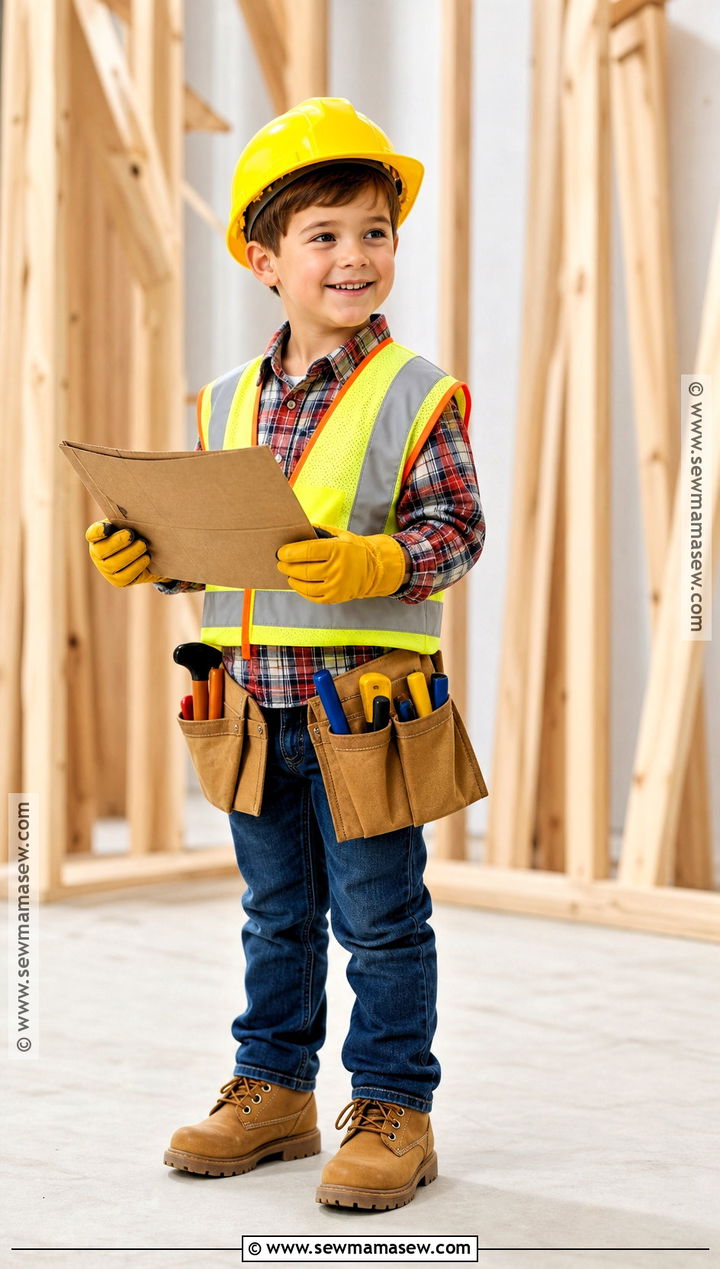 Construction Worker Costume With Tool Belt - 30 halloween costumes kids for boys