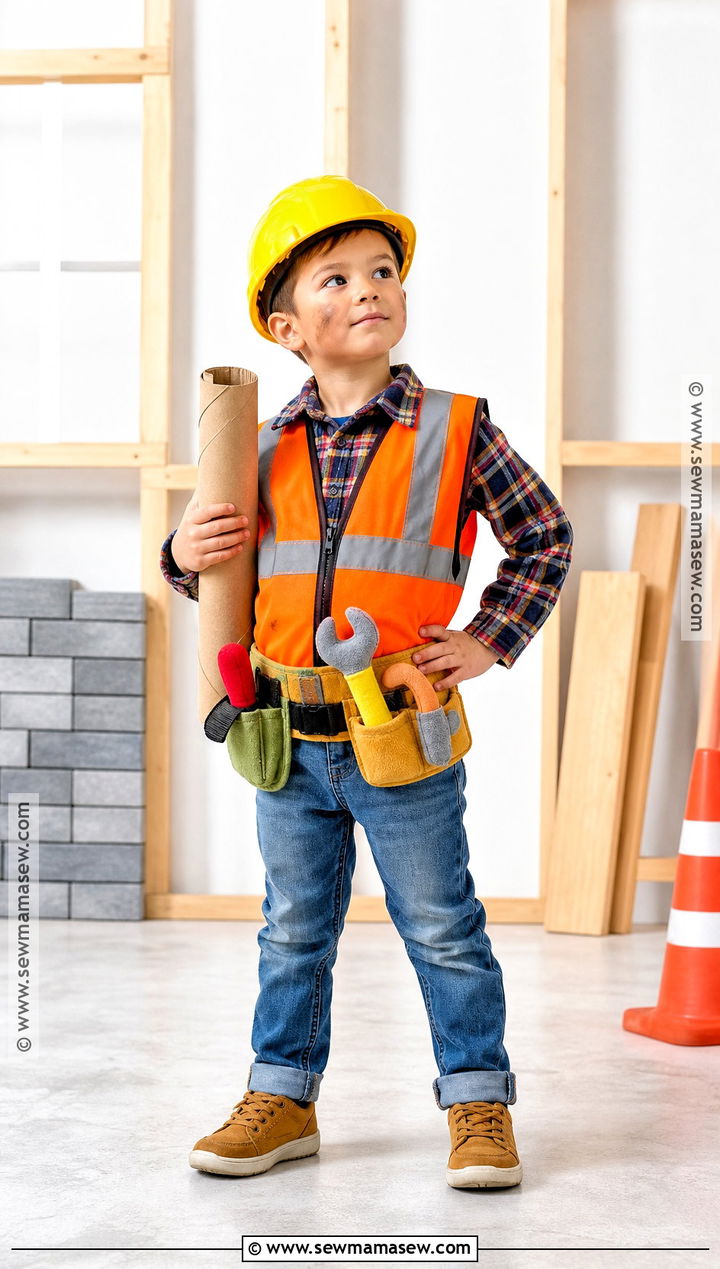 Construction Worker Costume With Tool Belt - 45 kids halloween costumes