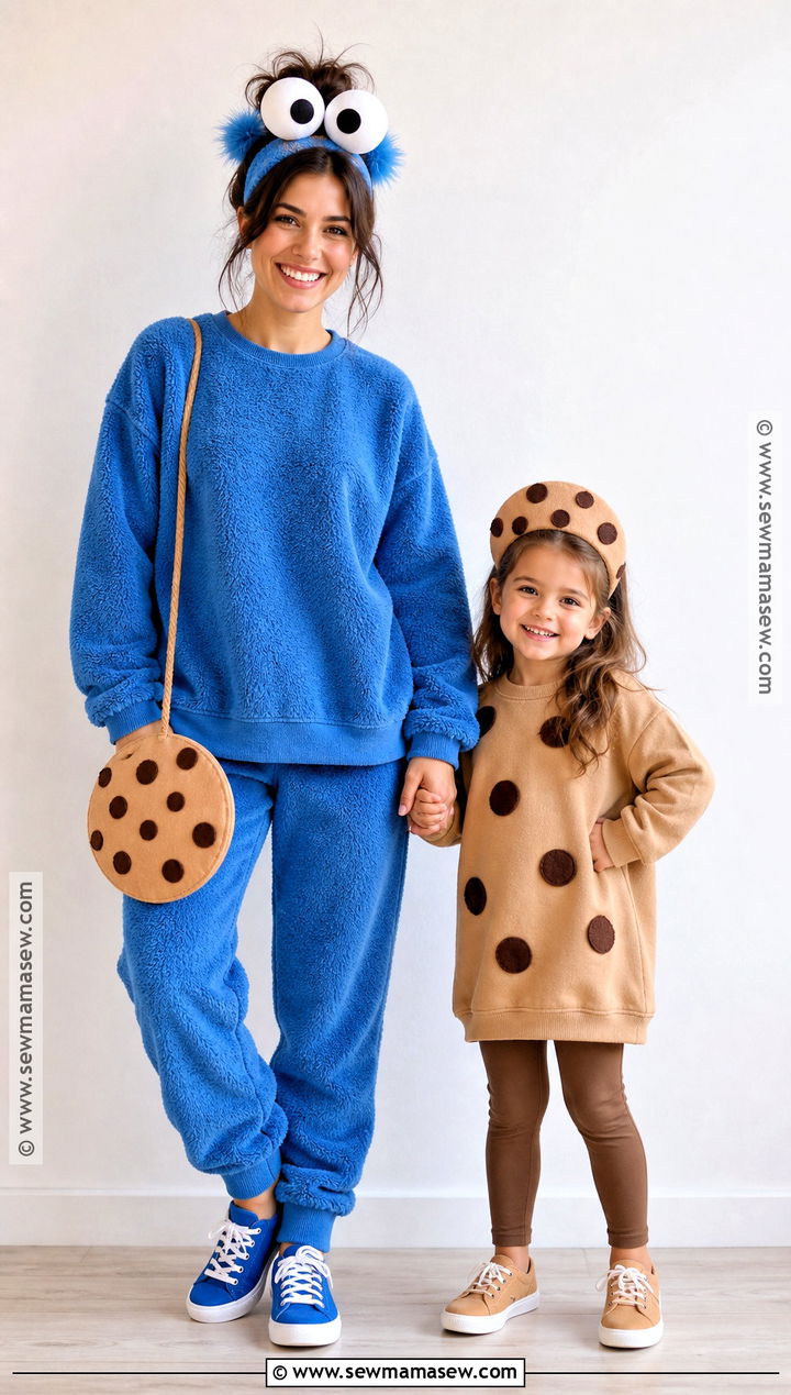 Cookie Monster And Cookie Costume - 30 mom daughter halloween costumes