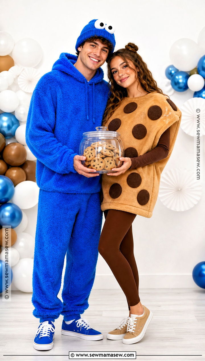Cookie Monster And Cookie Couple Costume - 30 Sesame Street Halloween Costumes
