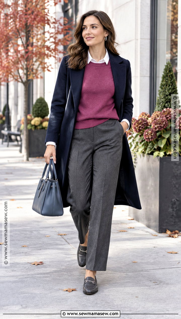 Cool Summer Raspberry Sweater Outfit - 20 Cool Summer Color Palette Outfits Capsule Wardrobe Fall