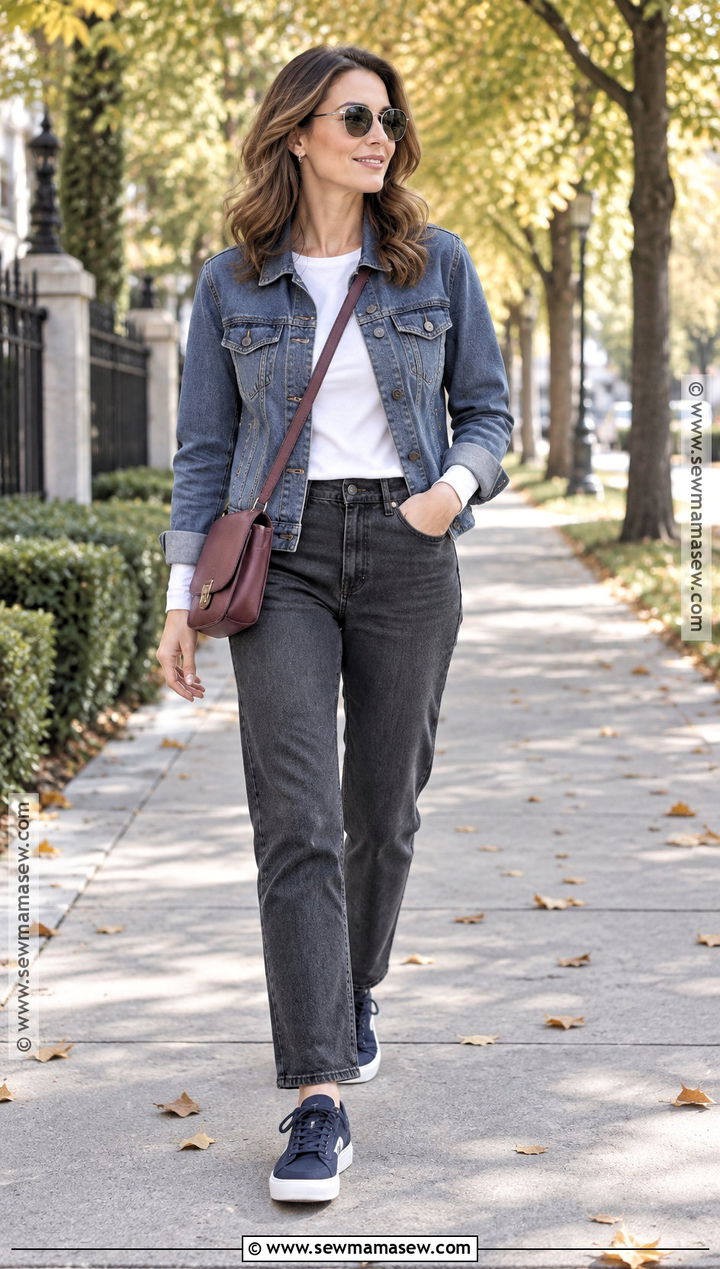 Cool Summer Slate Blue Denim Jacket Outfit - 20 Cool Summer Color Palette Outfits Capsule Wardrobe Fall