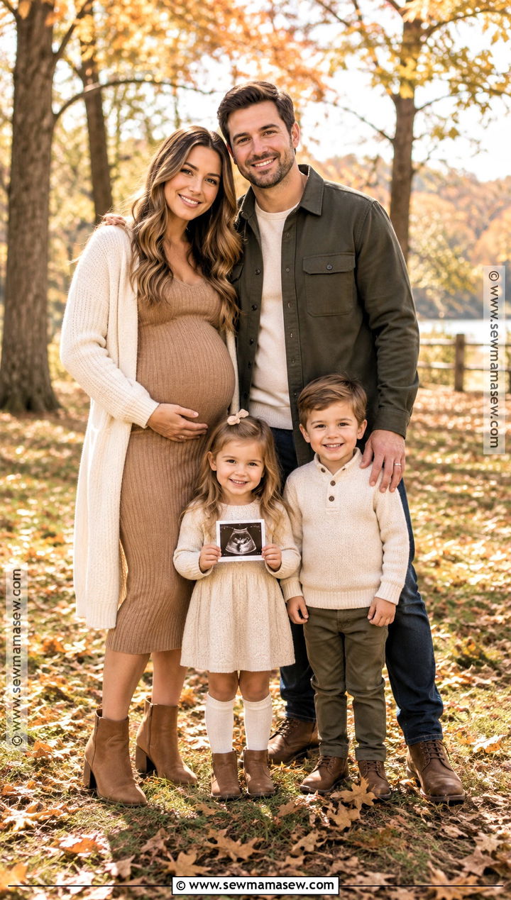 Coordinated Family Fall Pregnancy Announcement Outfit - 15 Pregnancy Announcement Fall Outfits