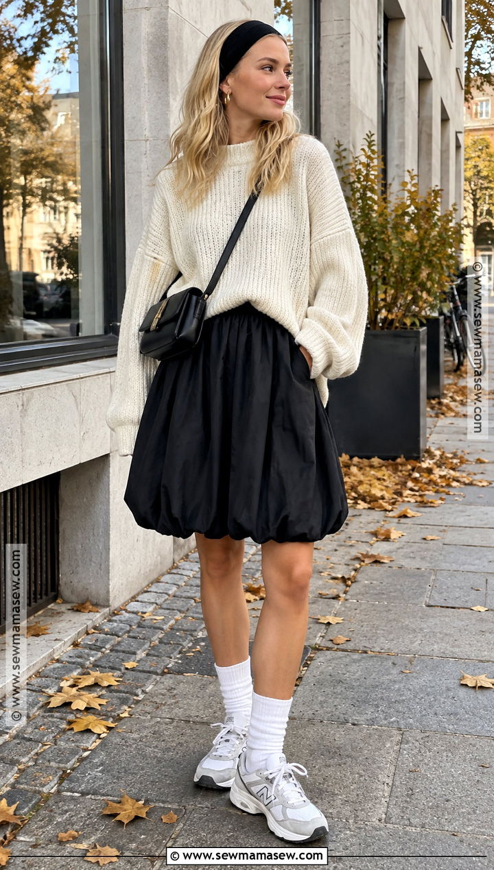 Copenhagen Bubble Skirt and Chunky Sweater Outfit - 15 copenhagen street style fall ideas 2026