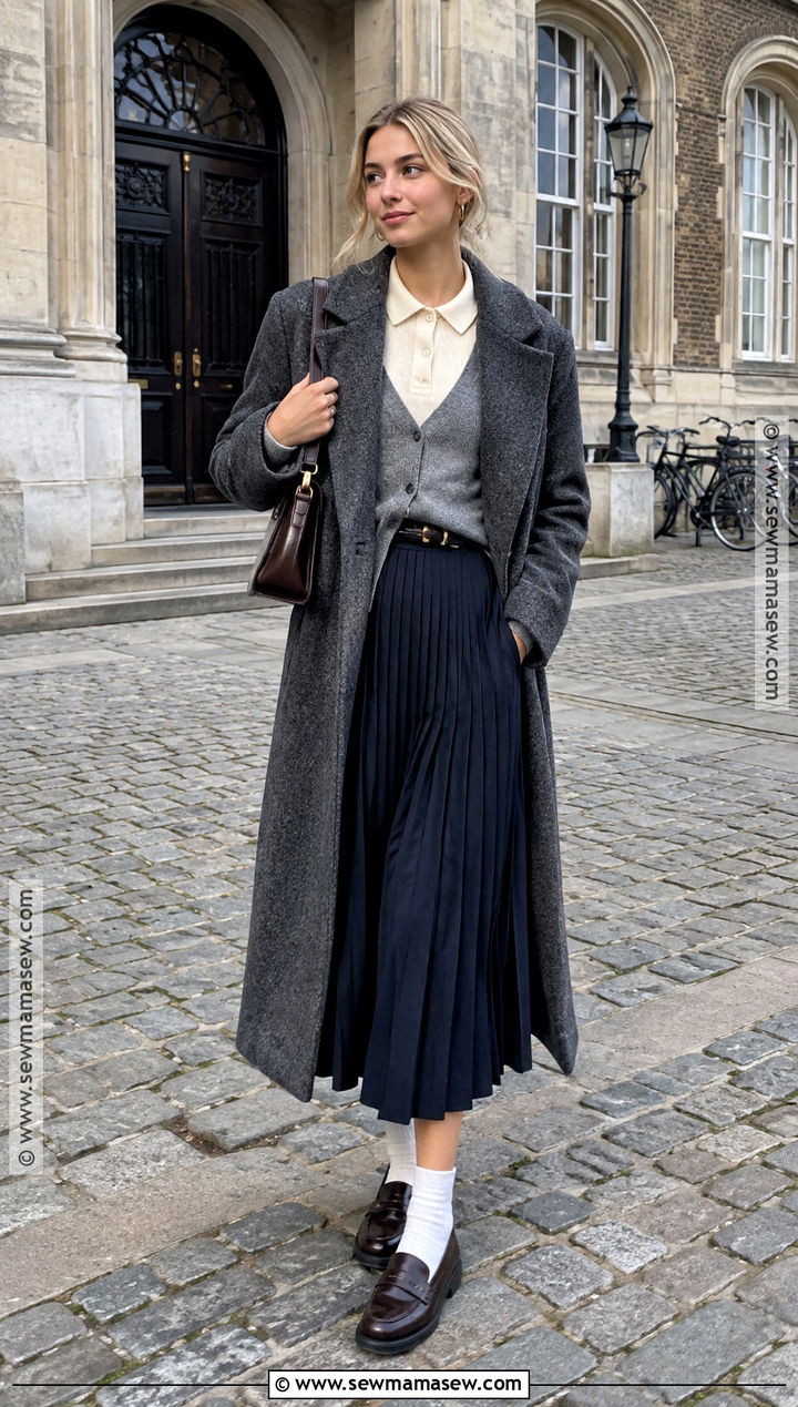 Copenhagen Cardigan and Pleated Skirt Outfit - 15 copenhagen street style fall ideas 2026