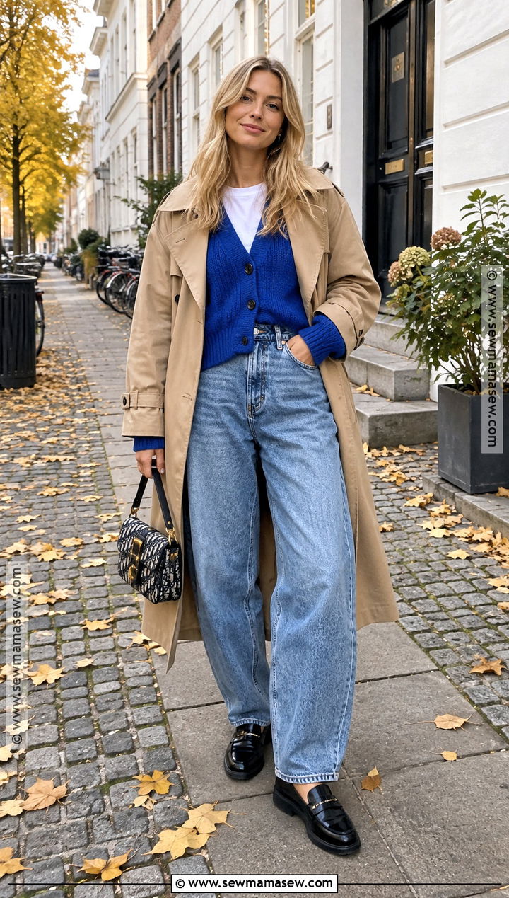 Copenhagen Colorful Cardigan And Barrel Jeans Outfit - 20 fall copenhagen style ideas
