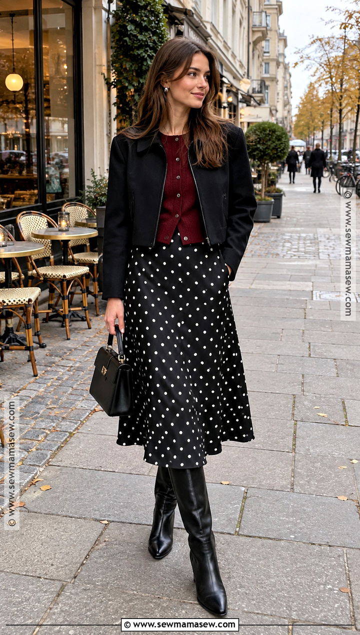Copenhagen Fall Polka Dot Skirt Outfit - 15 Copenhagen Fall Street Style Ideas