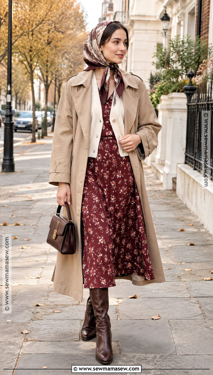 Copenhagen Headscarf And Midi Dress Outfit - 20 Copenhagen Style Autumn Ideas 2026