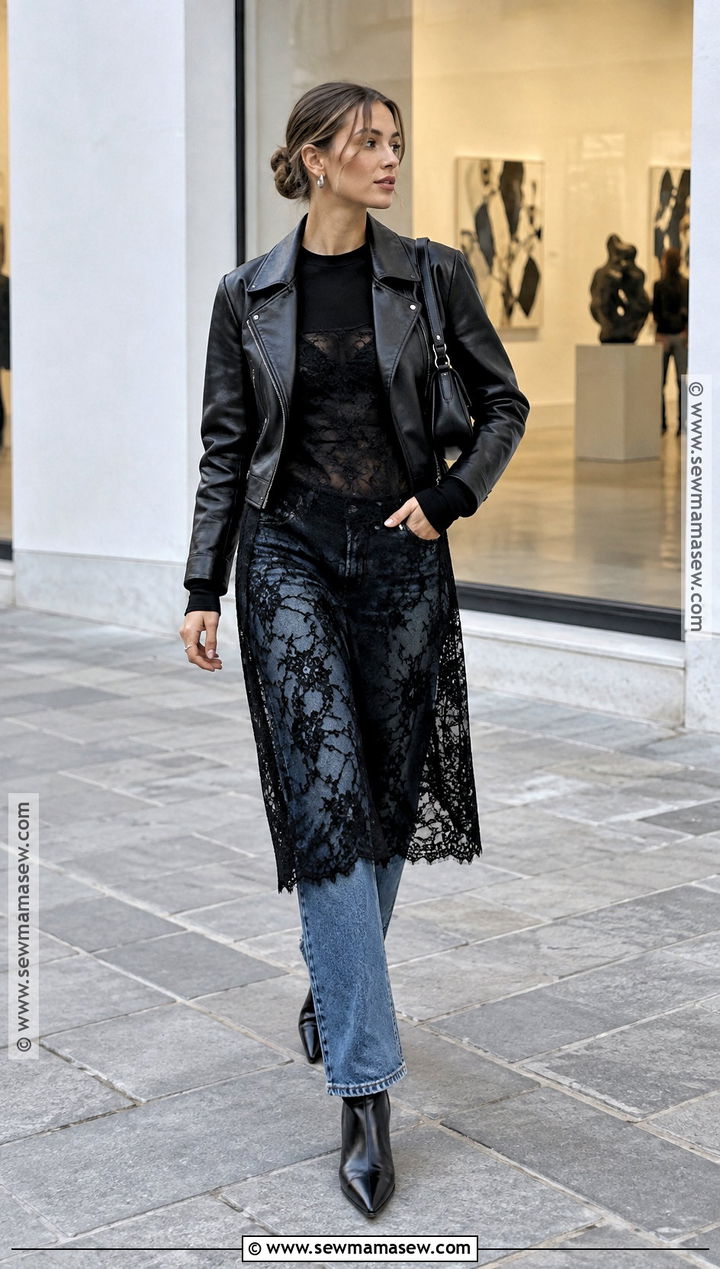 Copenhagen Lace Dress Over Jeans Outfit - 20 copenhagen street style autumn ideas