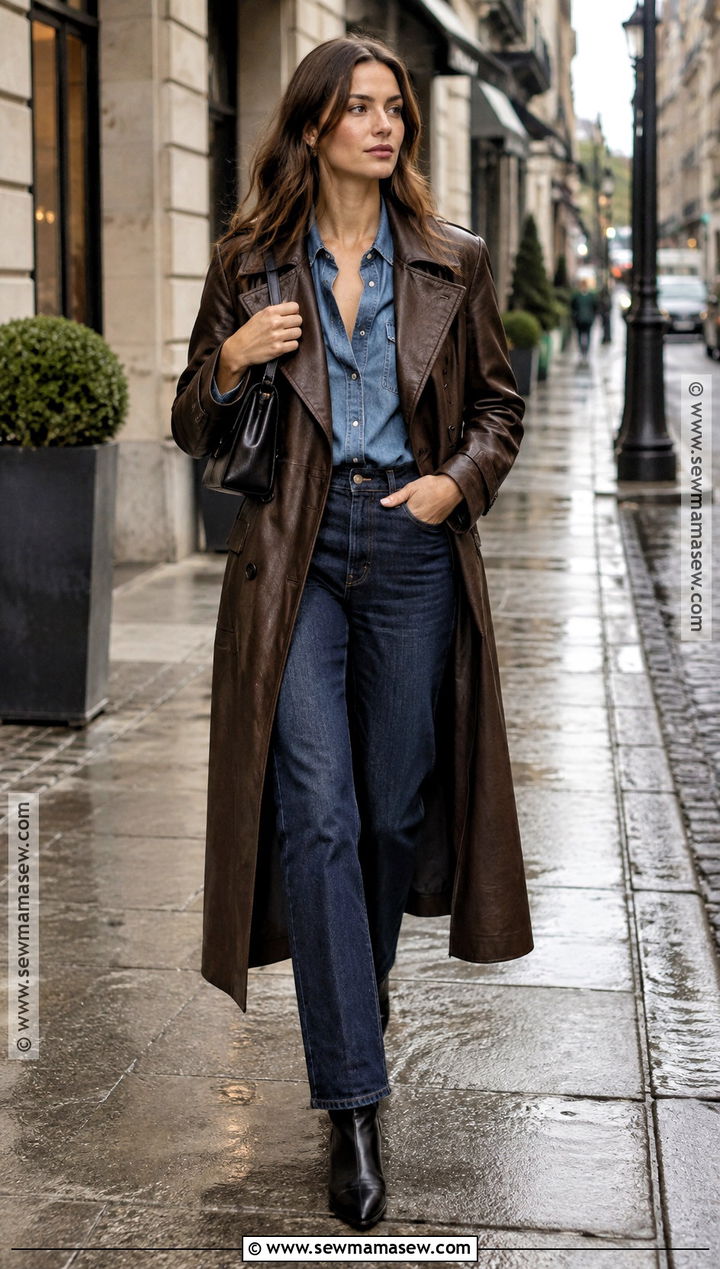 Copenhagen Leather Trench And Denim Outfit - 20 Copenhagen Style Autumn Ideas 2026