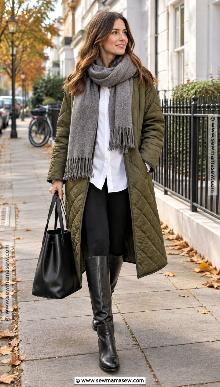 Copenhagen Quilted Coat And Leggings Outfit - 20 fall copenhagen style ideas