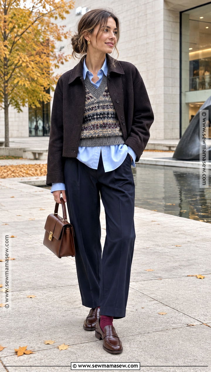 Copenhagen Sweater Vest And Button Down Outfit - 20 fall copenhagen style ideas