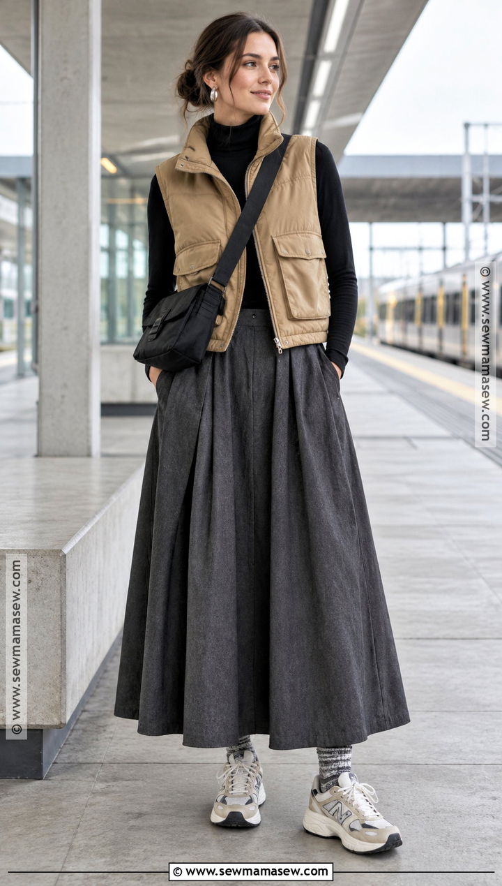 Copenhagen Utility Vest And Maxi Skirt Outfit - 20 copenhagen street style autumn ideas
