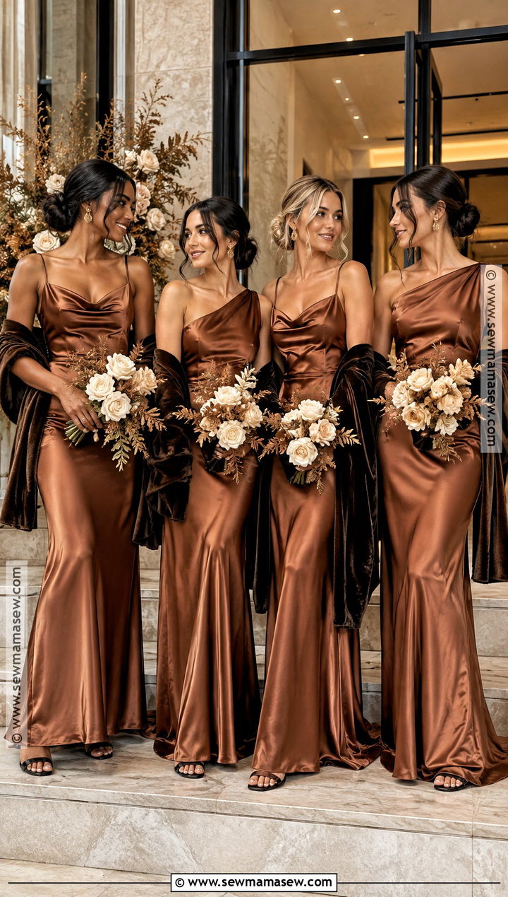 Copper And Chocolate Brown Bridesmaid Dresses - 15 Fall Wedding Color Schemes October Bridesmaid Dress Ideas