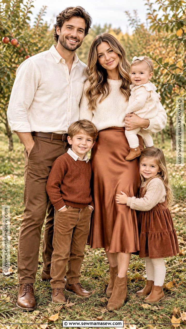Copper And Cream Family Photoshoot Outfit - 25 autumn family photoshoot outfits