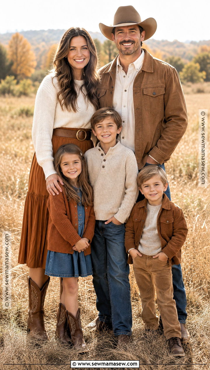 Copper And Cream Western Family Outfit - 20 fall family pictures outfits western